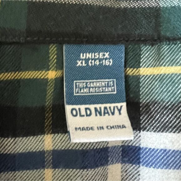 Kids Girls Boys Green Plaid Pjs Children's Pajamas Pants Set - Old Navy XL 14-16 - Picture 6 of 6